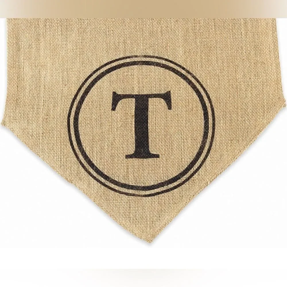 Mudpie burlap table runner monogram “T”