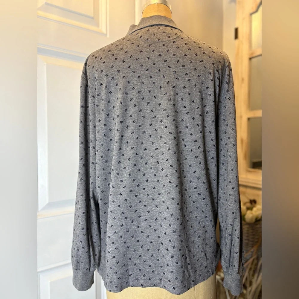 Ralph Lauren Gray and Blue Long Sleeve Classic‎ Fit Polo Shirt Size Large