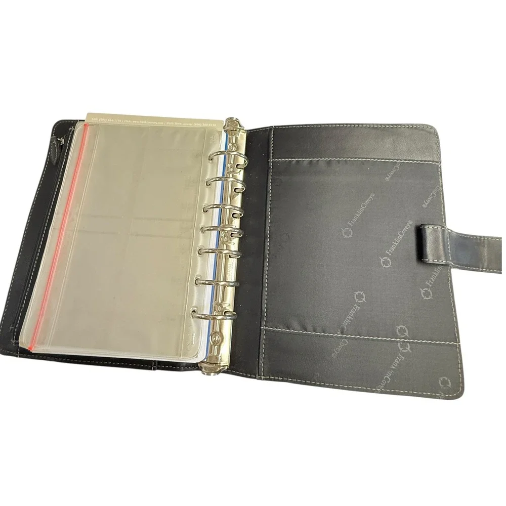 Franklin Covey Faux Leather Planner Organizer Tabs and‎ Pockets Black