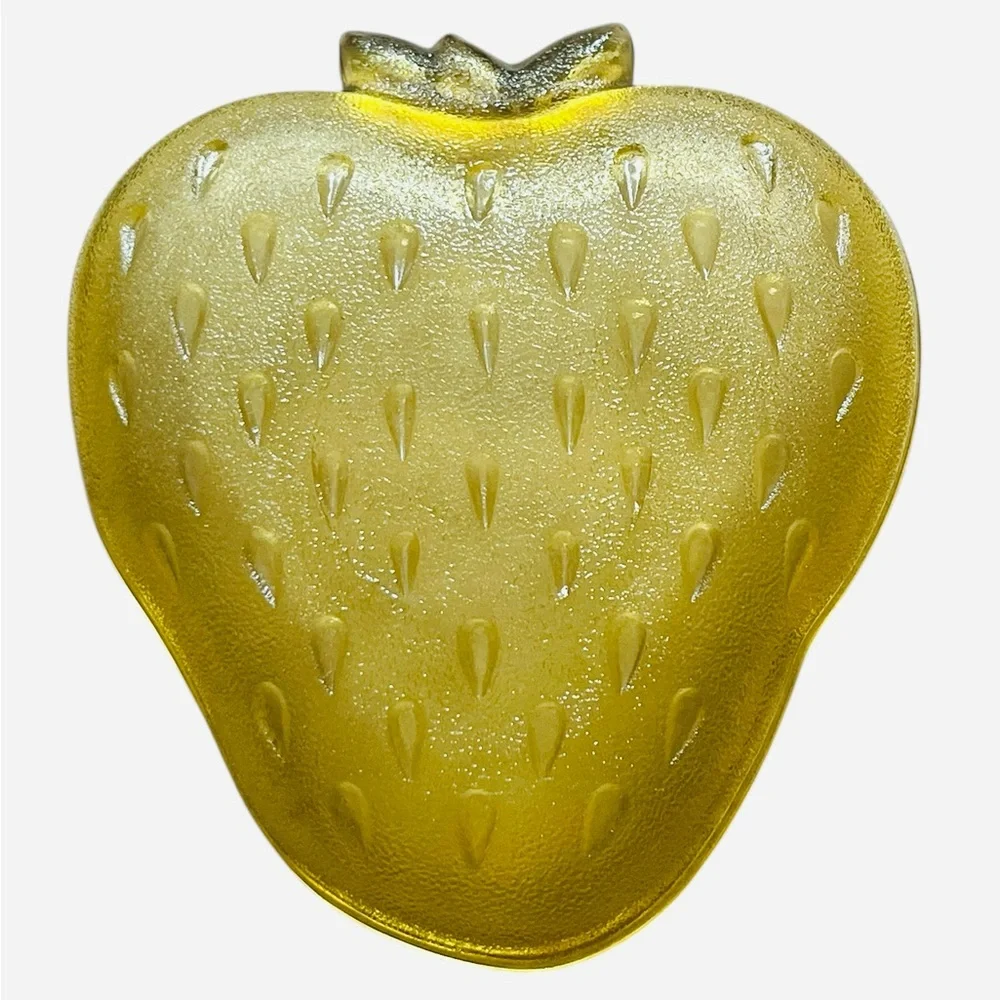 vintage hazel atlas yellow amber colored glass strawberry dish set of five