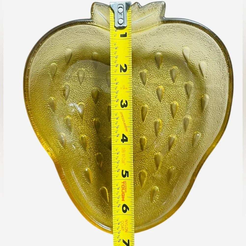 vintage hazel atlas yellow amber colored glass strawberry dish set of five