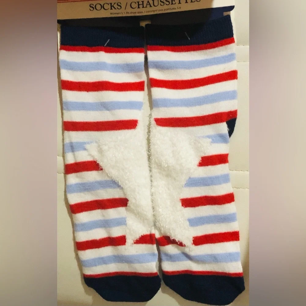 Pair of Red white & blue patriotic‎ Americana striped socks new - 1 pair