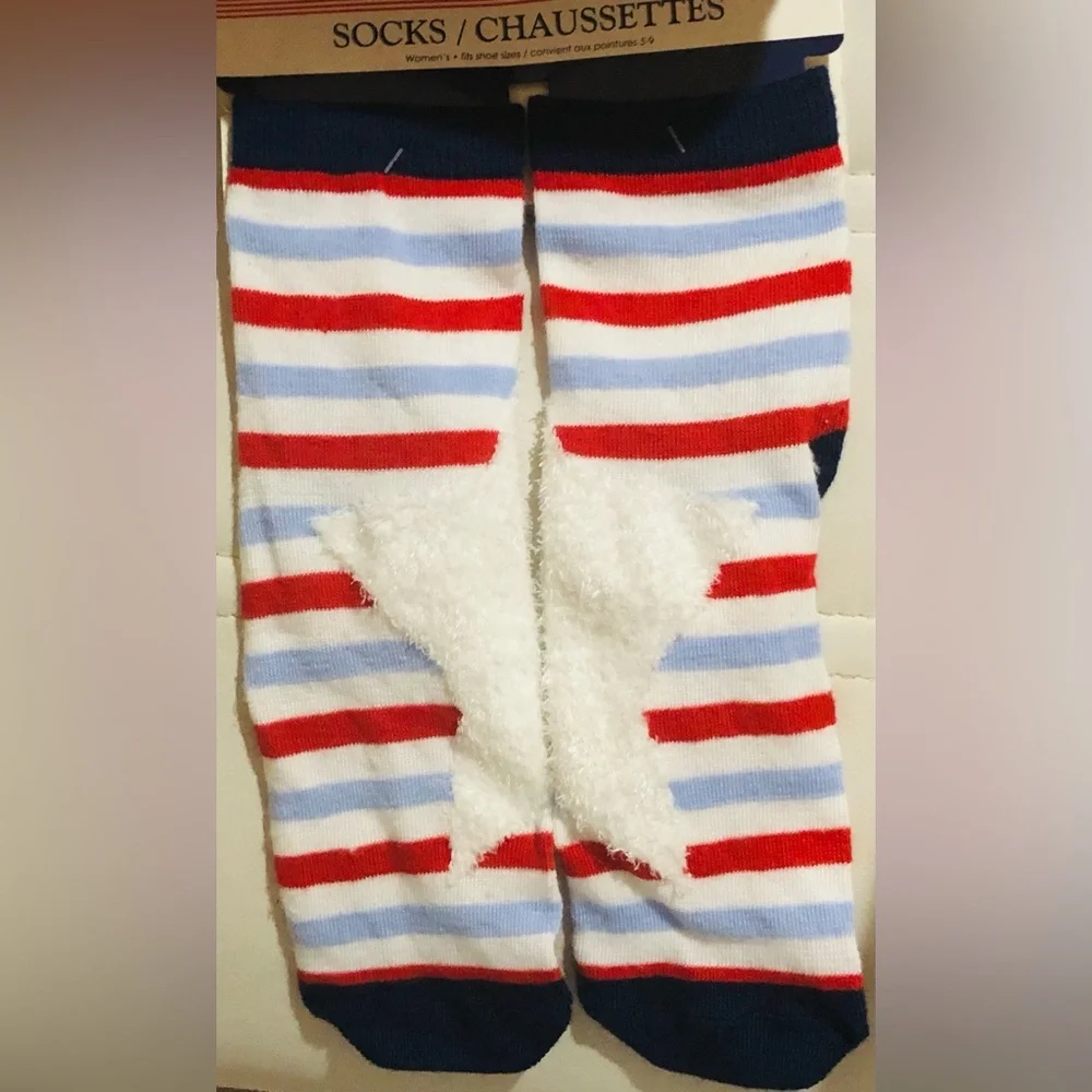 Pair of Red white & blue patriotic‎ Americana striped socks new - 1 pair