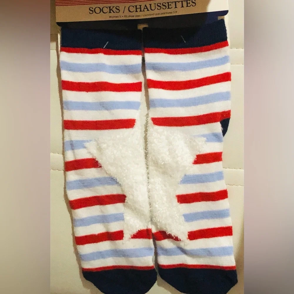 Pair of Red white & blue patriotic‎ Americana striped socks new - 1 pair