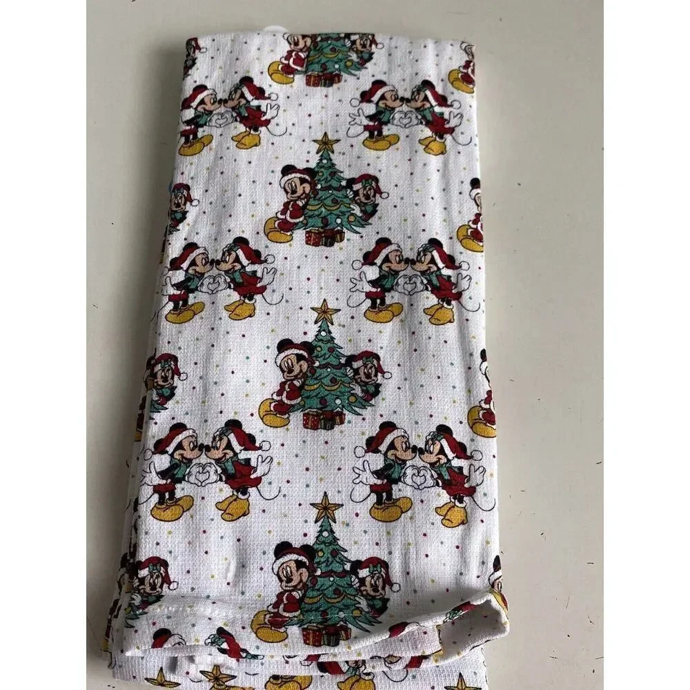 2 Pack Disney‎ Mickey and Minnie Mouse Christmas Tree Kitchen Towels Holiday NEW