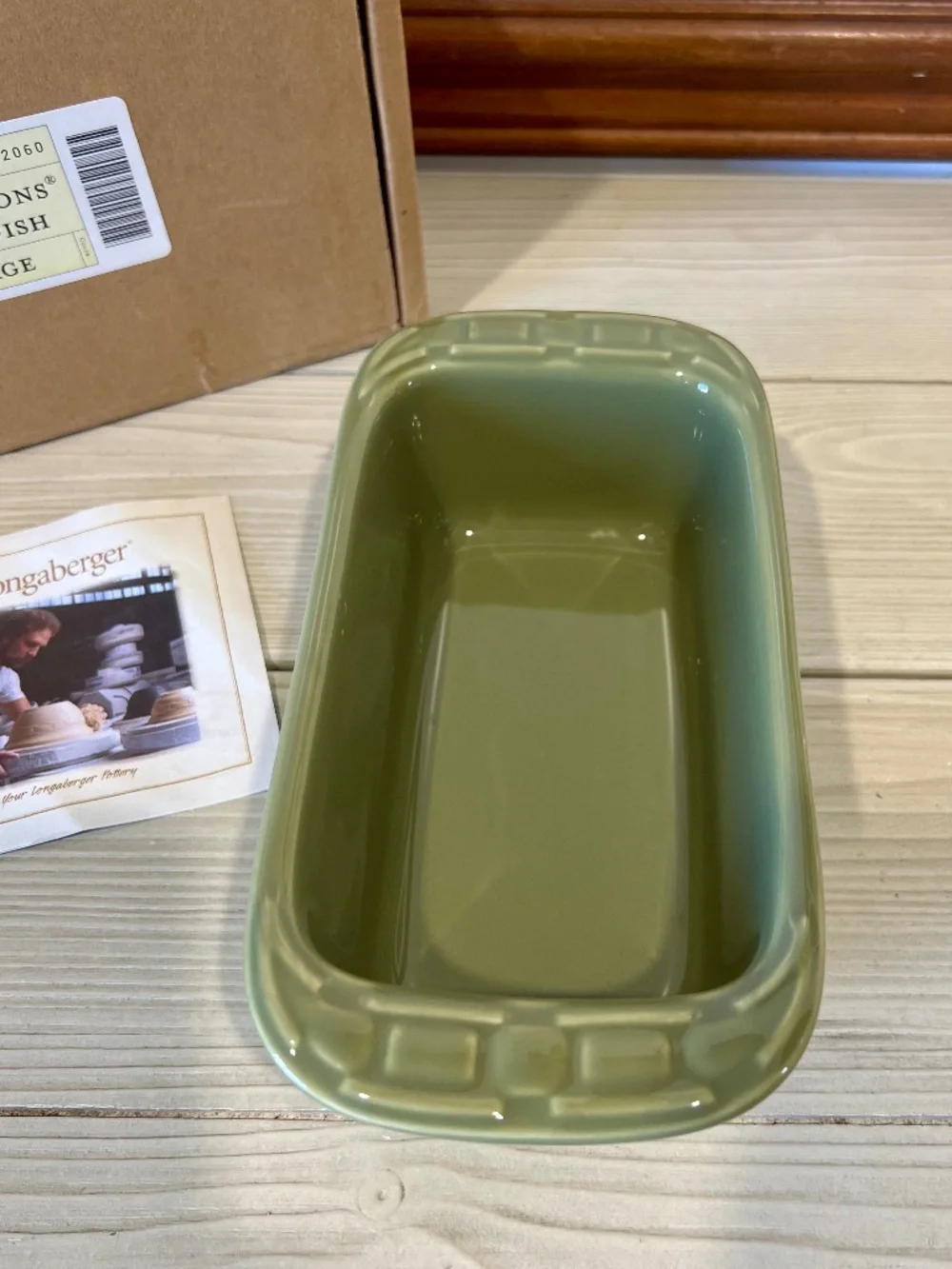 Longaberger Woven Traditions Small Loaf Dish 3162060 Sage