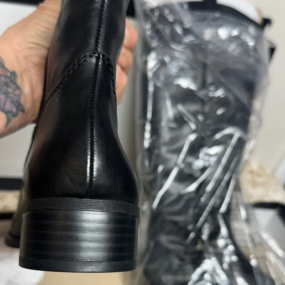 INC International Concepts Womens Fawne Black Leather Boots