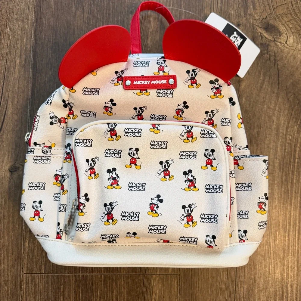 Disney Mickey Mouse Mini Backpack Kids White Red 3D Ears Theme Park Character