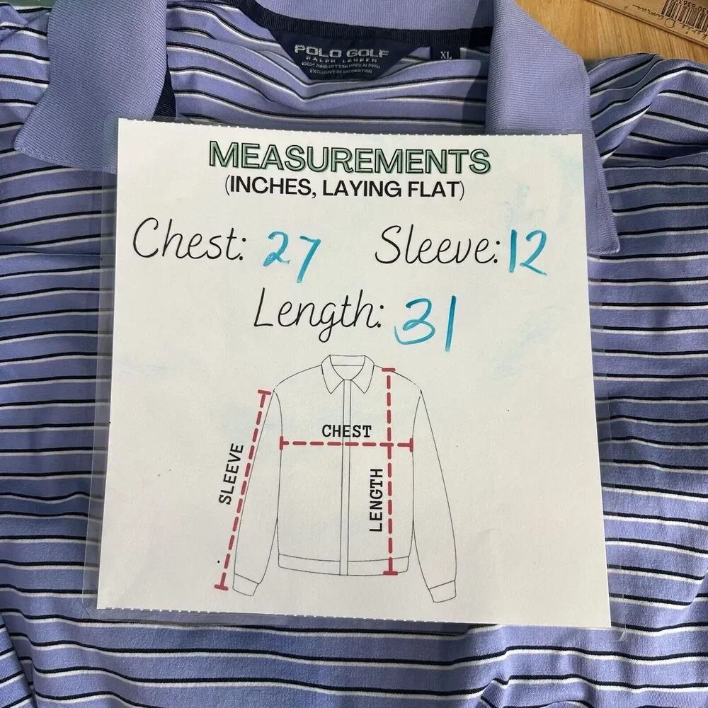 Polo Golf Ralph Lauren Men’s XL Blue Striped‎ Short Sleeve 100% Pima Cotton Soft