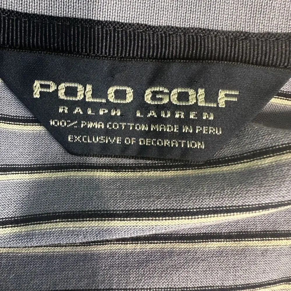 Polo Golf Ralph Lauren Men’s XL Blue Striped‎ Short Sleeve 100% Pima Cotton Soft