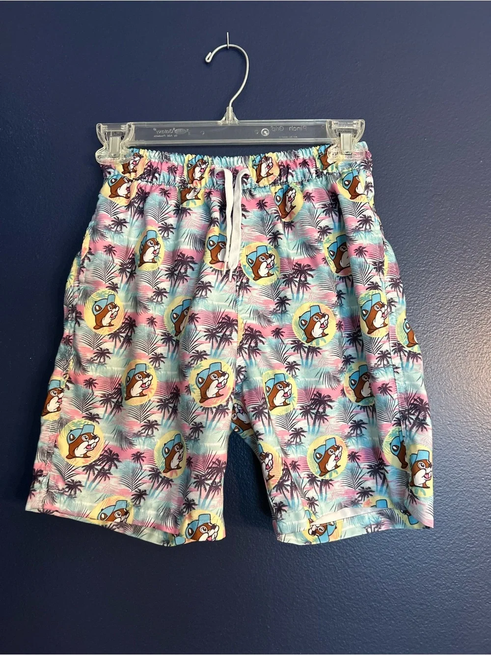 Kids Multicolor Cartoon Palm Print Swim Trunks