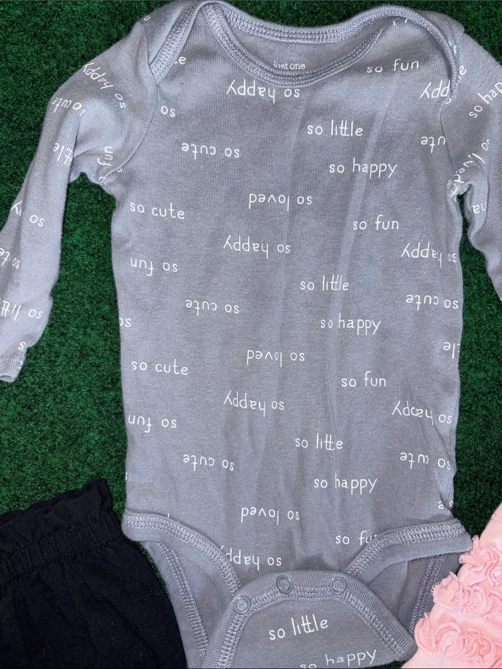 Carter's Baby Blue Long-Sleeve Bodysuit with Black and Pink Pants