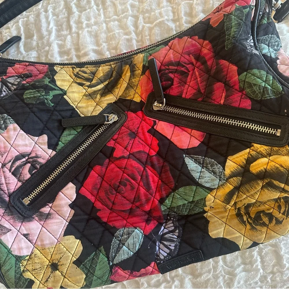 Vera Bradley Vivian Hobo Bag Havana Rose Retired Floral Large Purse