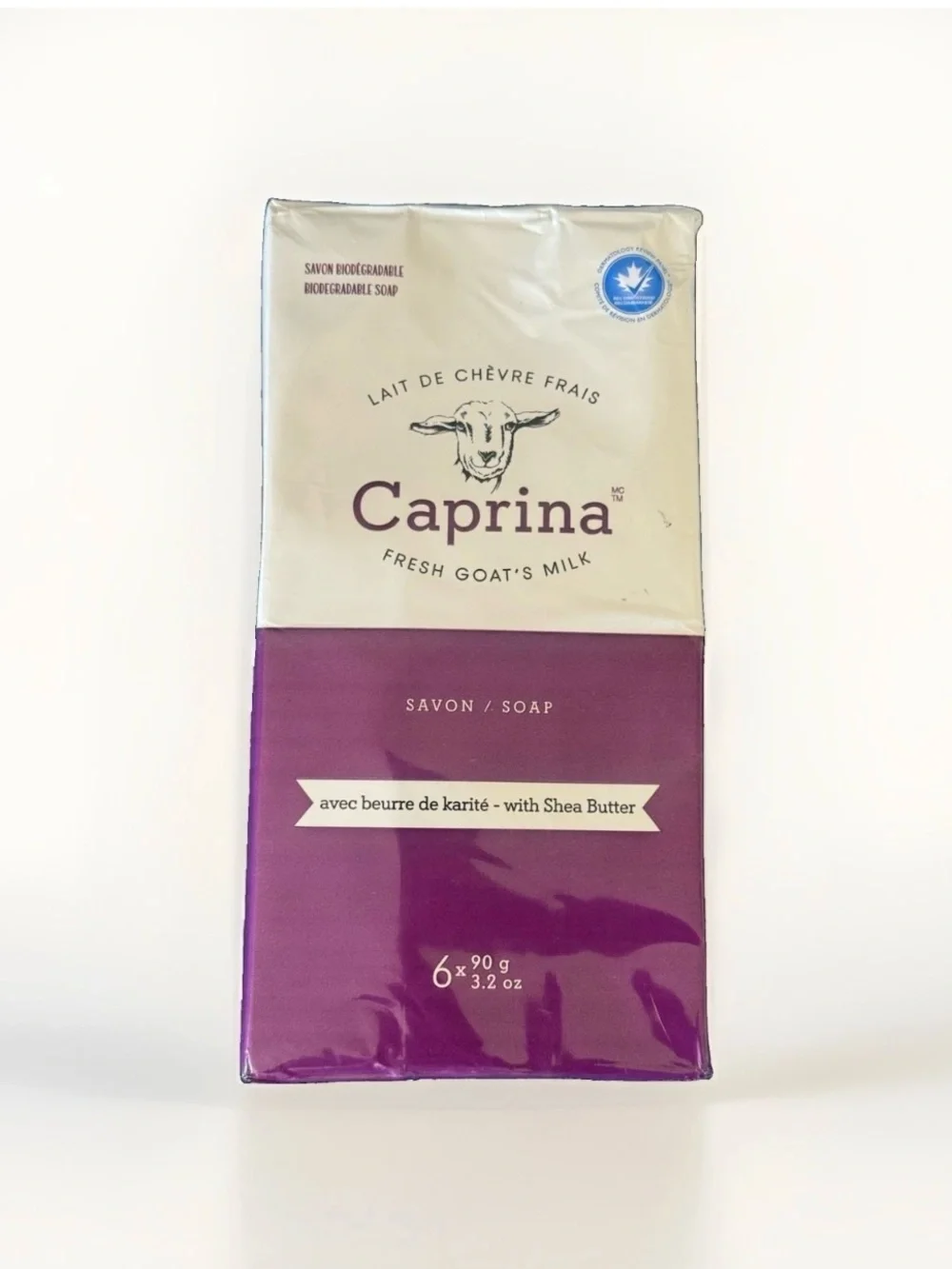 6-pack- Caprina by Canus Fresh Goat's Milk Soap, SHEA BUTTER, 6 bars 3.2 Oz Ea.