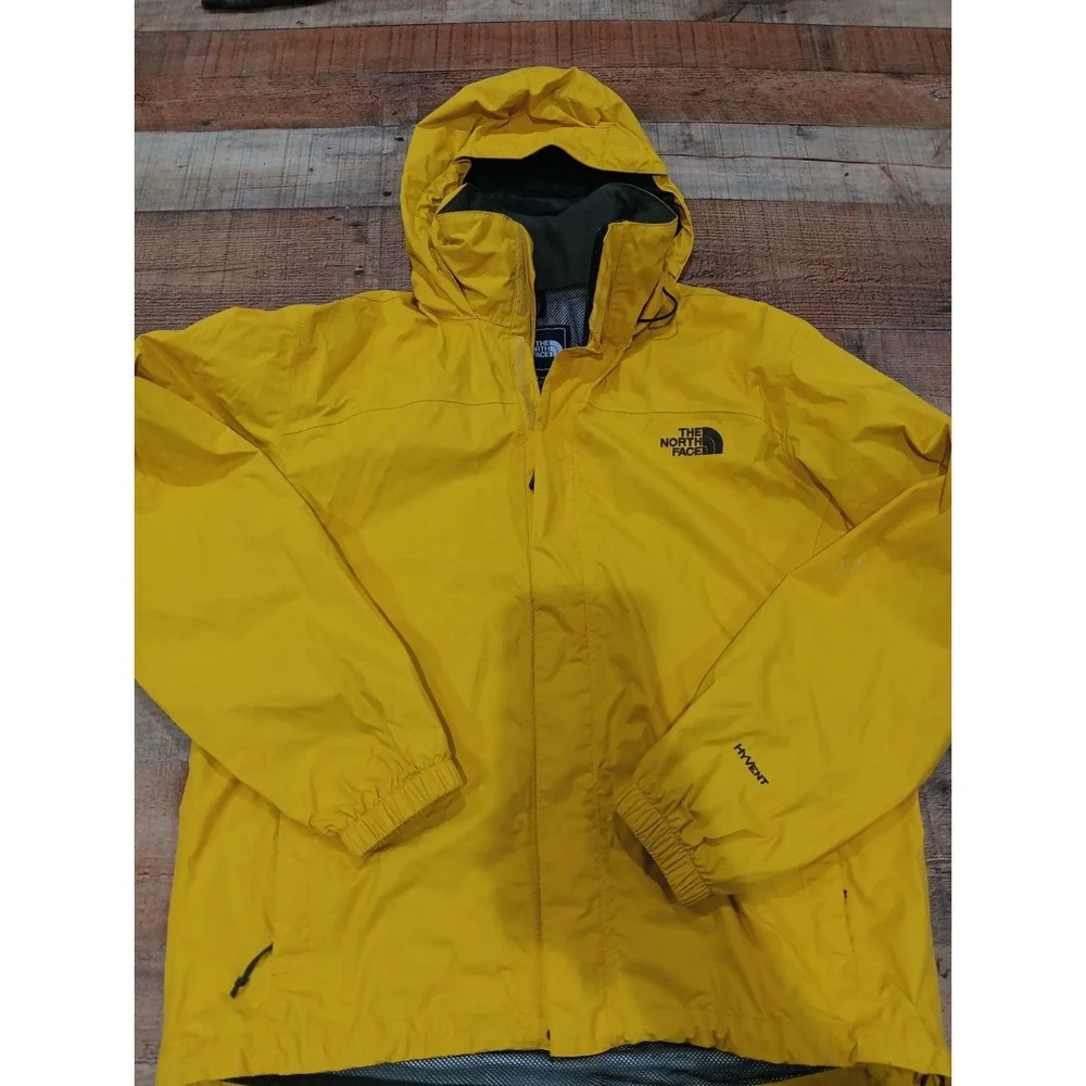 Men's The North Face HYVENT  Yellow Rain jacket Sz Small 2823