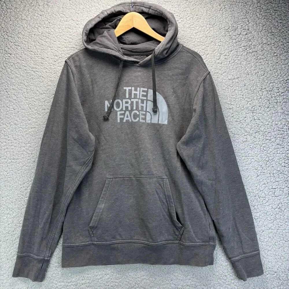 The North Face Mens Hoodie M Half Dome Gray Logo Hiking Outdoor Sweatshirt *READ