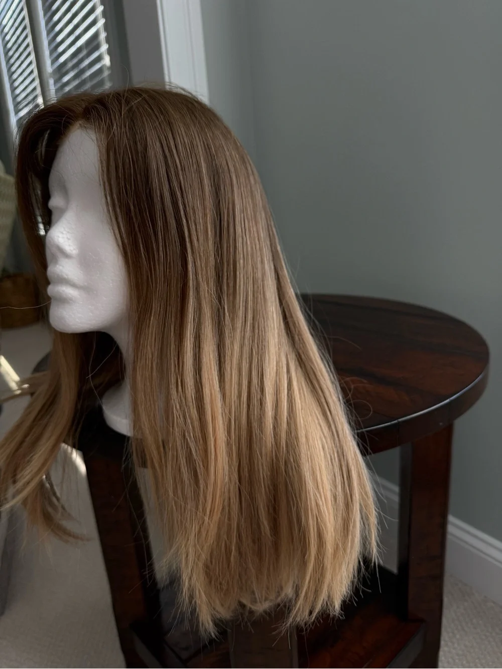 Human Hair Straight Dark Blonde/Light Brown Wig - Women Hair