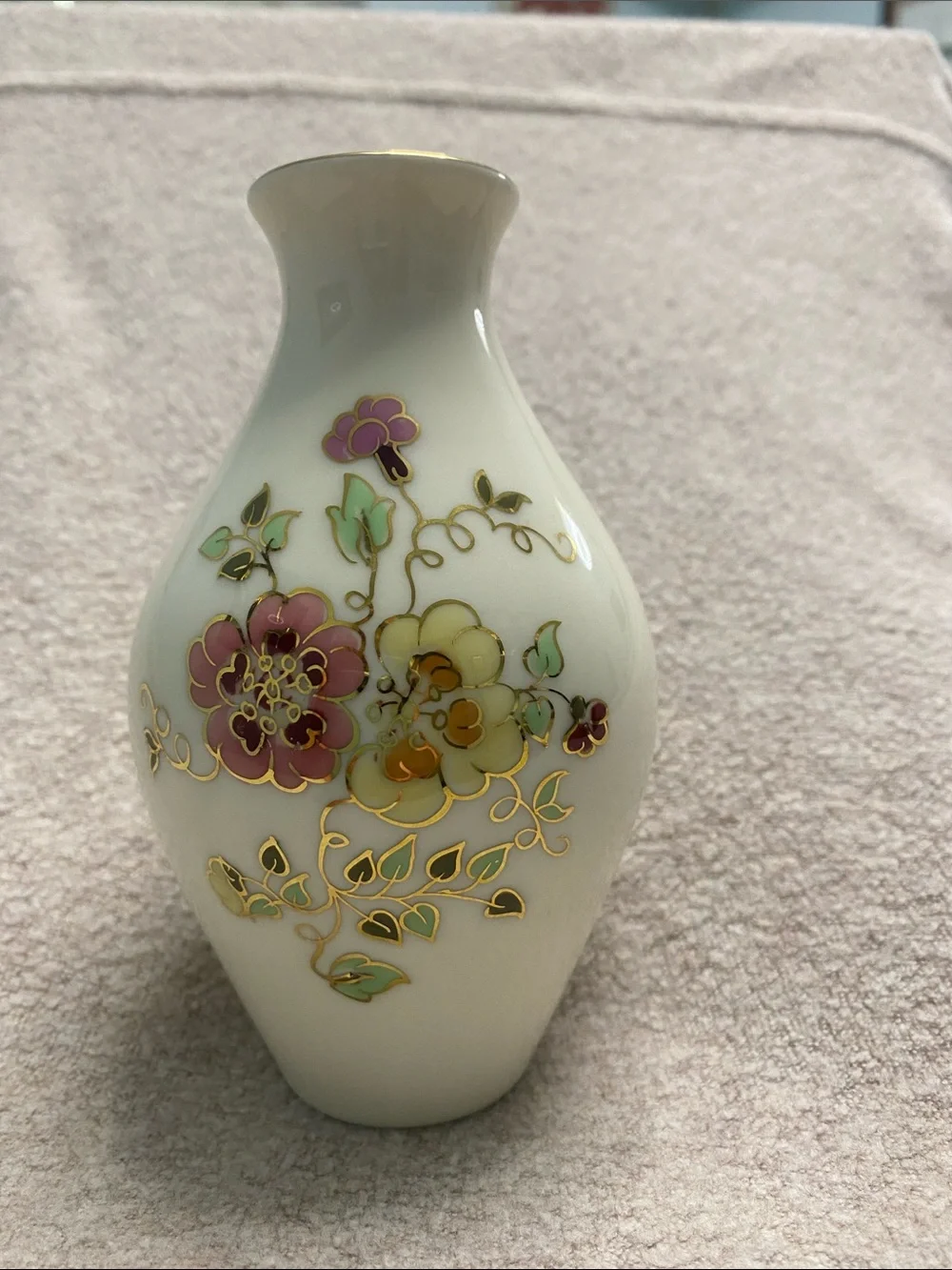 Porcelain Floral Vase with Gold Accents made in Hungary