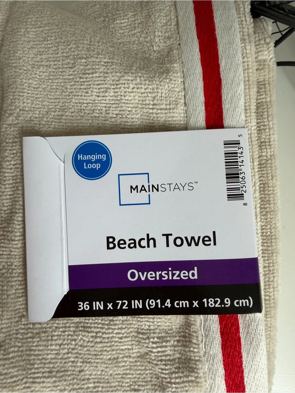 2 x $18 Beige Beach Towel with Red Stripe Mainstays