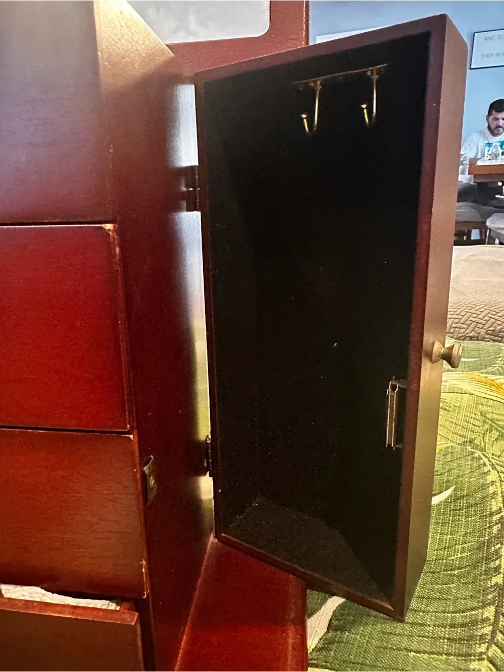 Classic Wood Jewelry Box Organizer in Dark Cherry