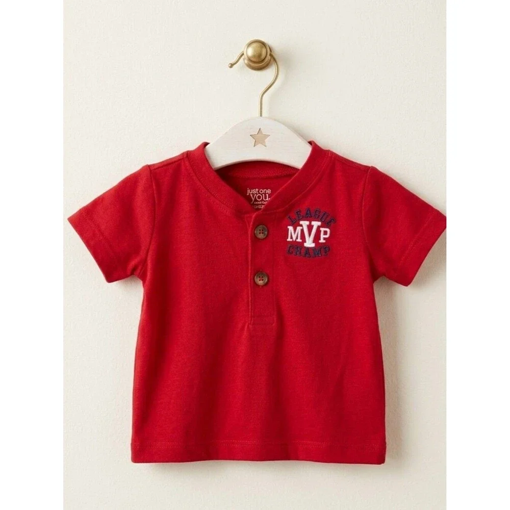 Just One You by Carter's Baby Boys Red Short Sleeve League MVP Champ Tee Size 3M