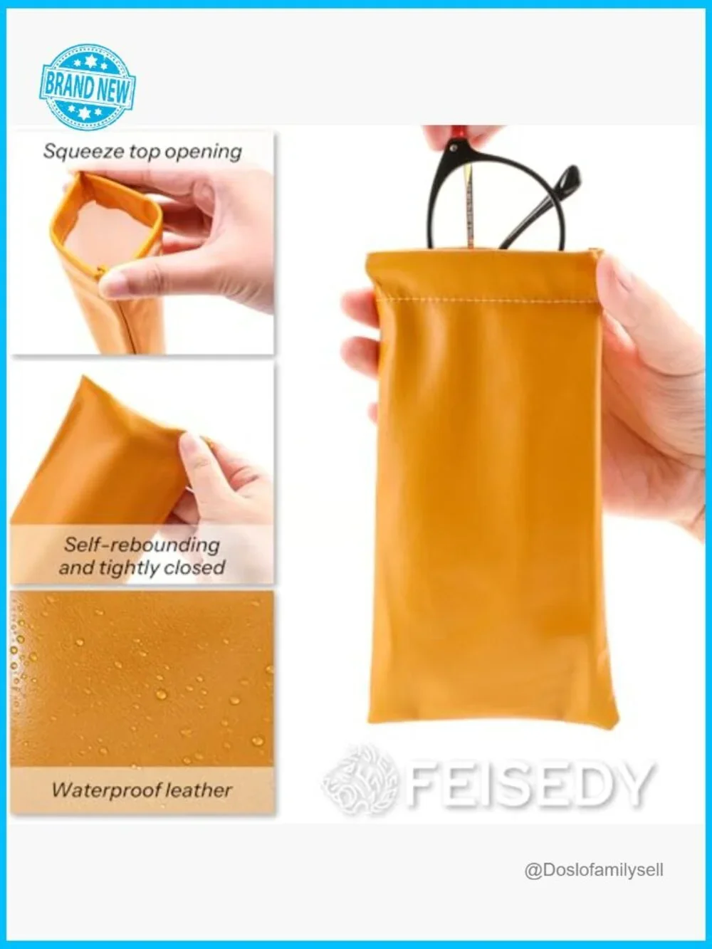 PU Leather Eyeglass Cases Set Spring Closure Portable Organizer Bag Chic