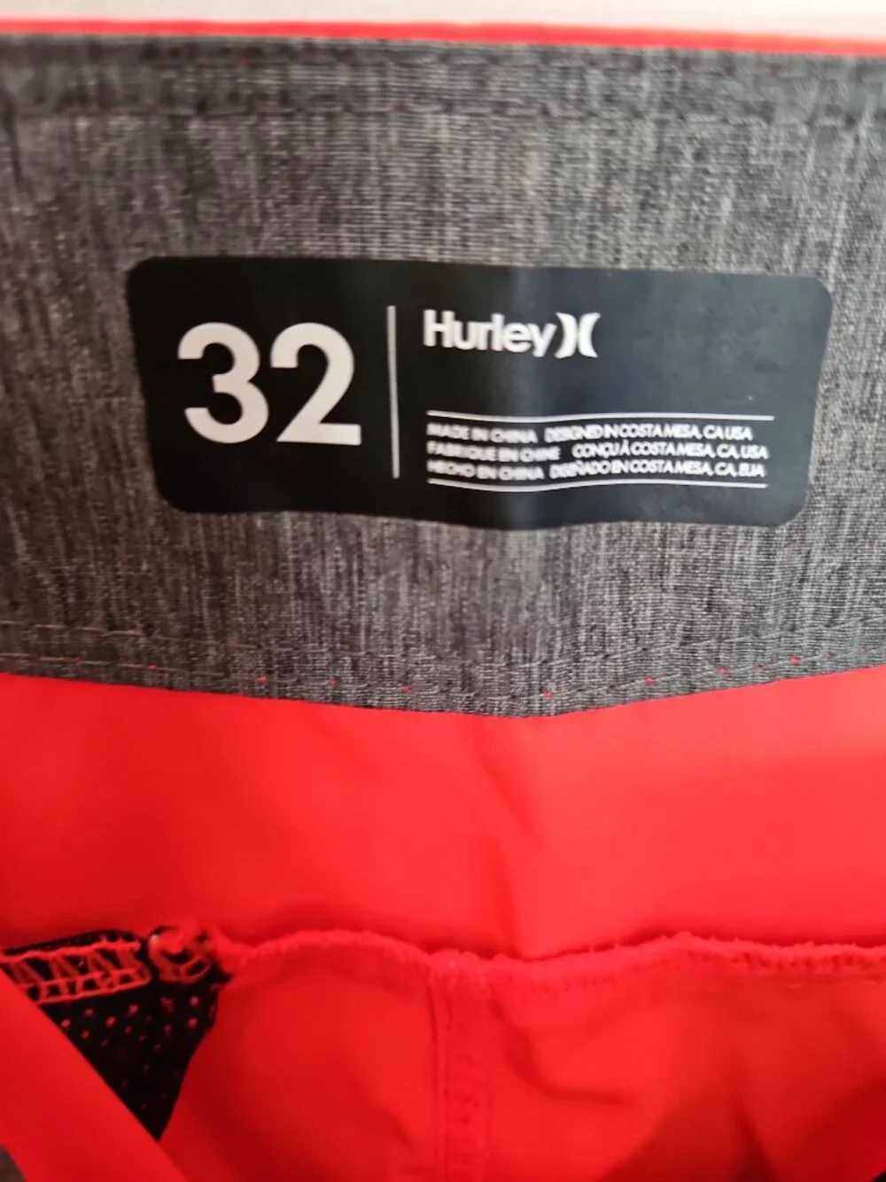 Hurley Phantom Board Shorts Men's 32 Red Swim Trunks Drawstring Pockets Beach