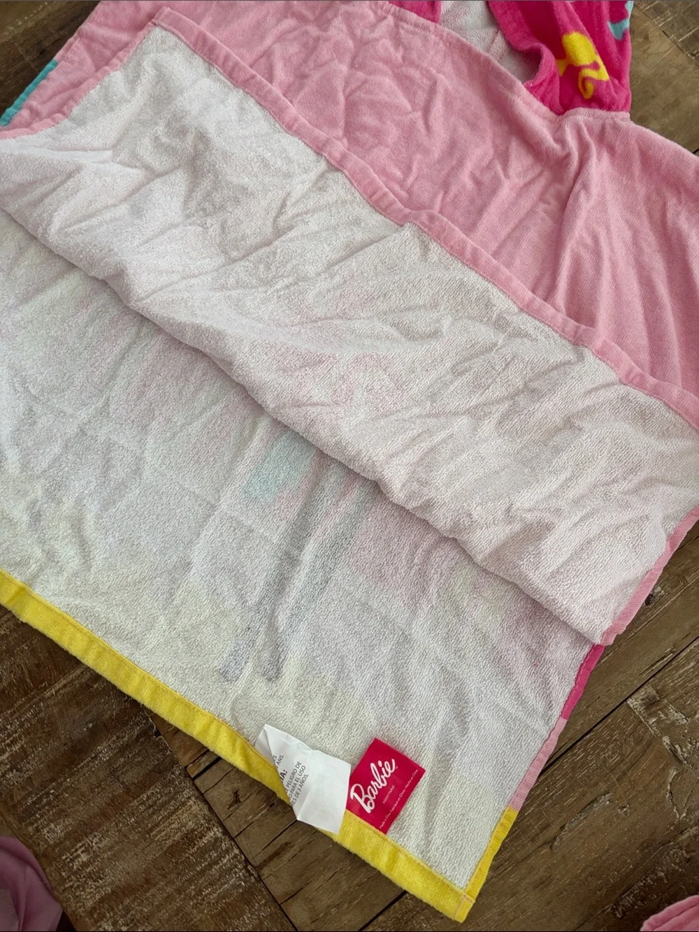 Barbie Beach Towel Hooded Cover-up -Never Worn/Rainbow Glitter Sunscreen -New