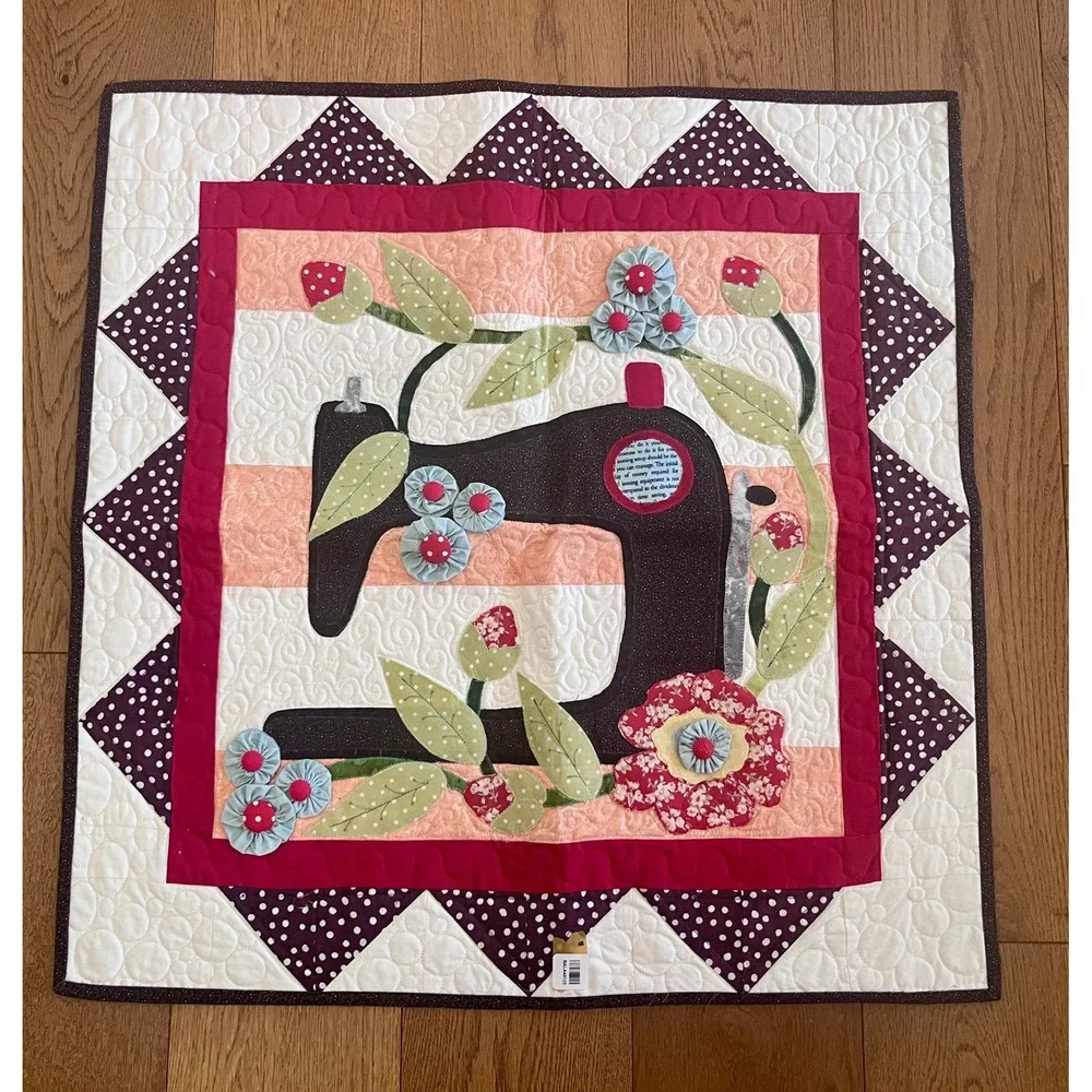 Handmade Sewing Machine Applique Quilt Wall Hanging 27