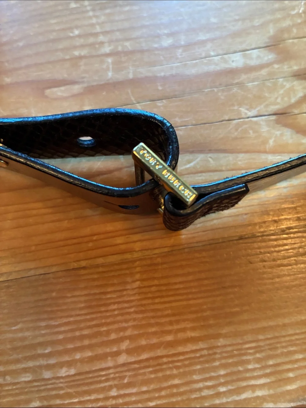 Tory Burch Brown Snake /Bronze Metallic Accent Adjustable Belt