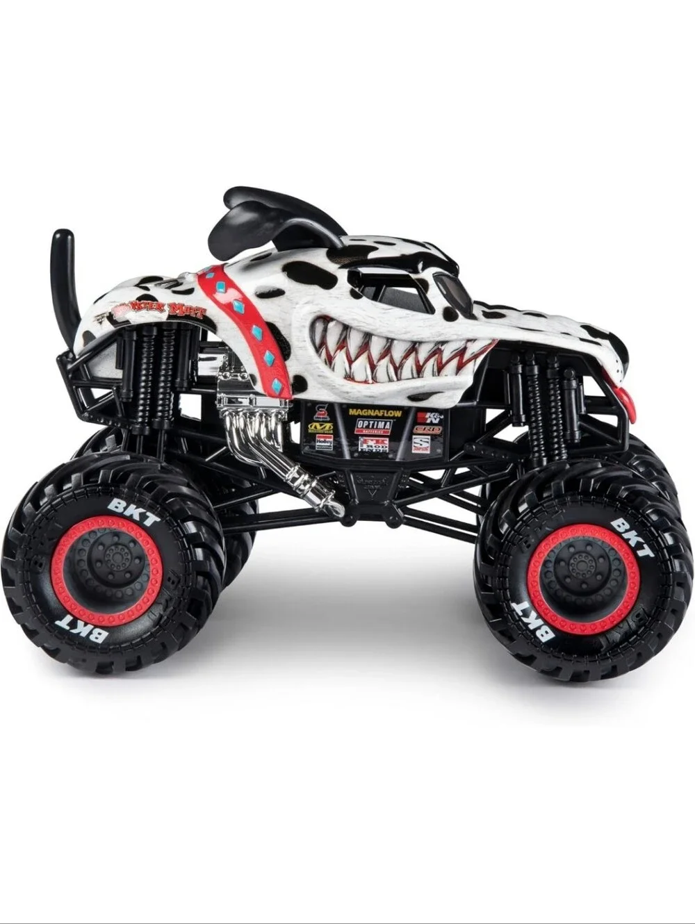 Dalmatian Shark Monster Truck Toy - White & Black Kids Off-Road Vehicle
