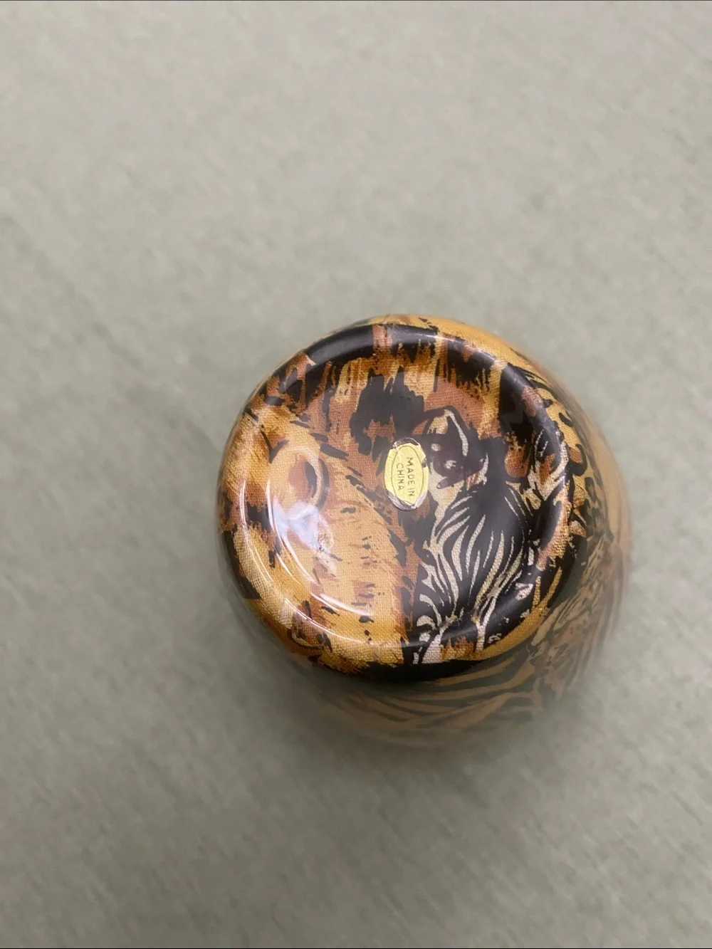 Vintage Safari Decorative Vase: African Jungle Patchwork Ceramic Decor