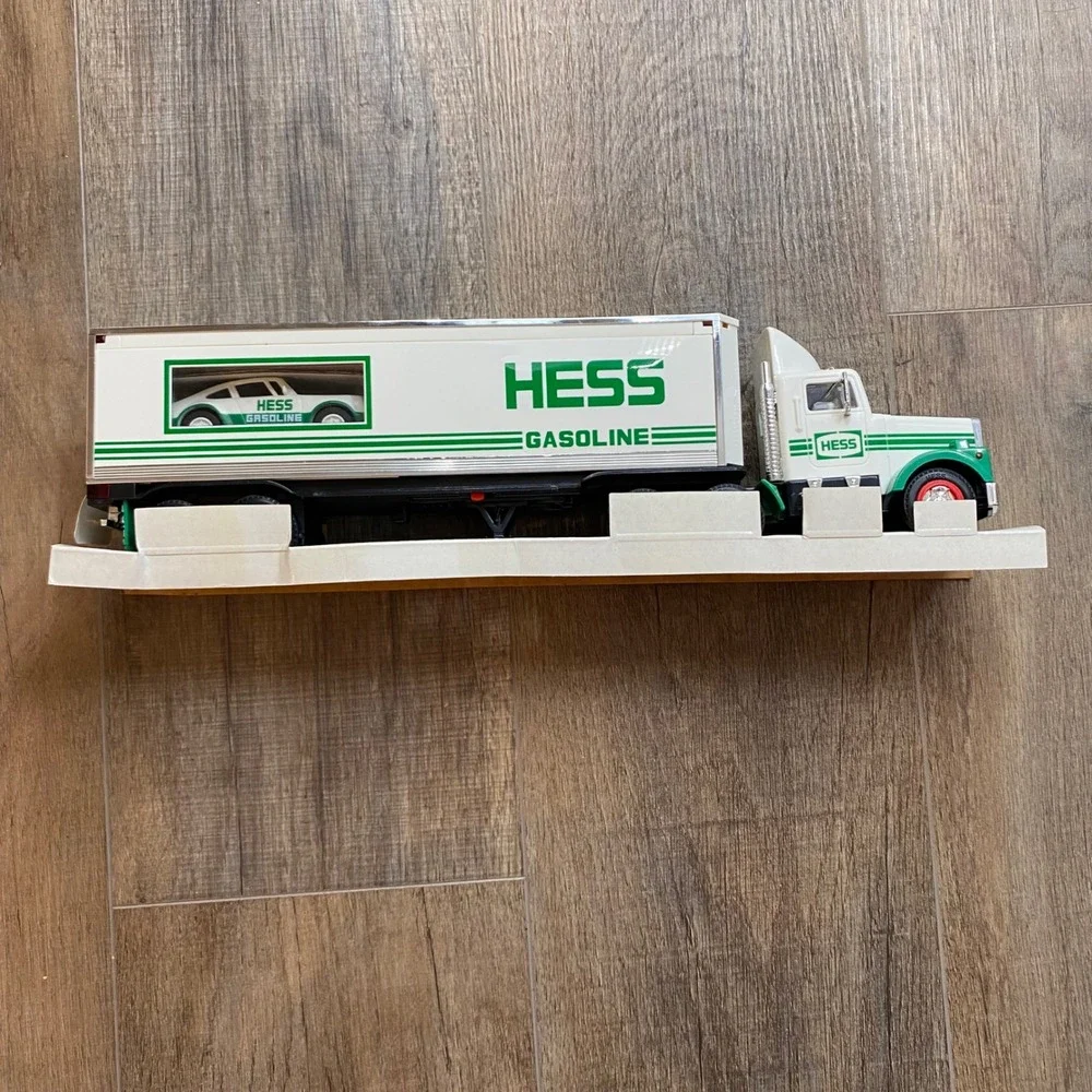 Vintage 1992 Hess 18 Wheeler and Racer Toy Truck with Working Lights and Box