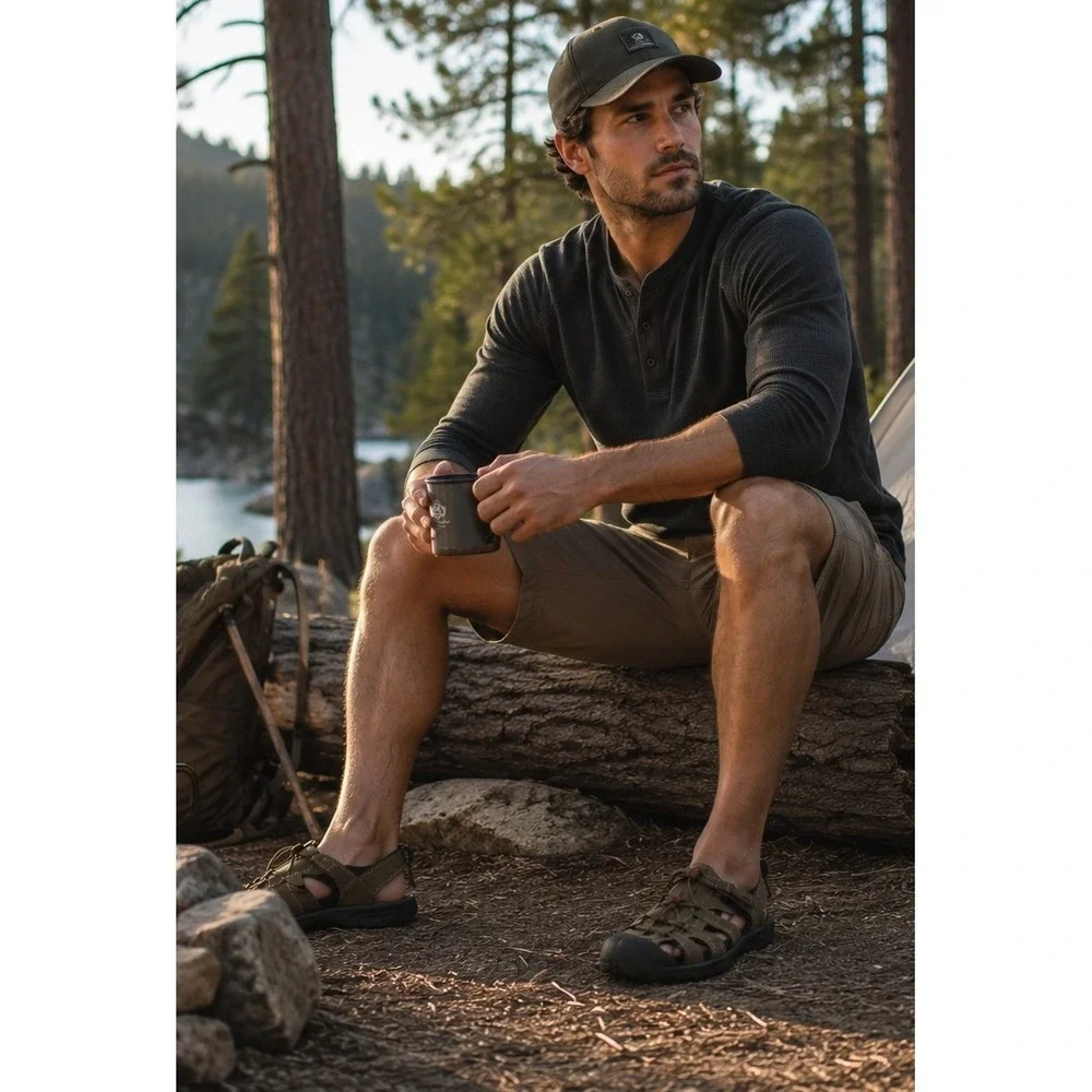Ozark Trail Men's Adventure Outdoor 12 Taupe Fisherman Rugged Closed Toe Sandal