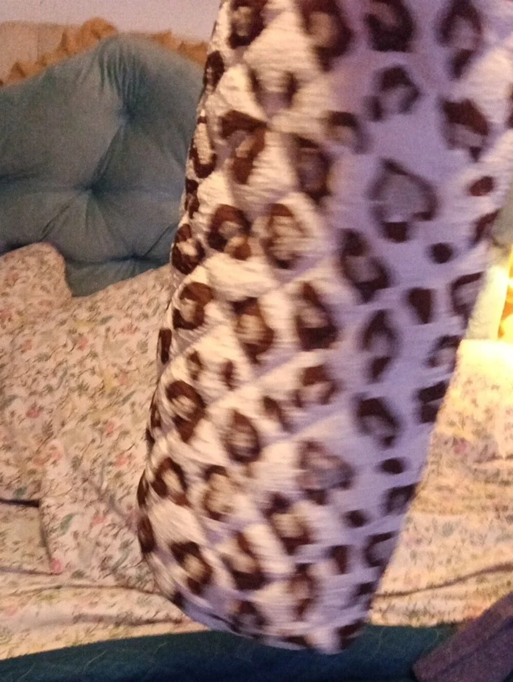 Leopard Print Quilted Cosmetic Pouch - Cream & Brown