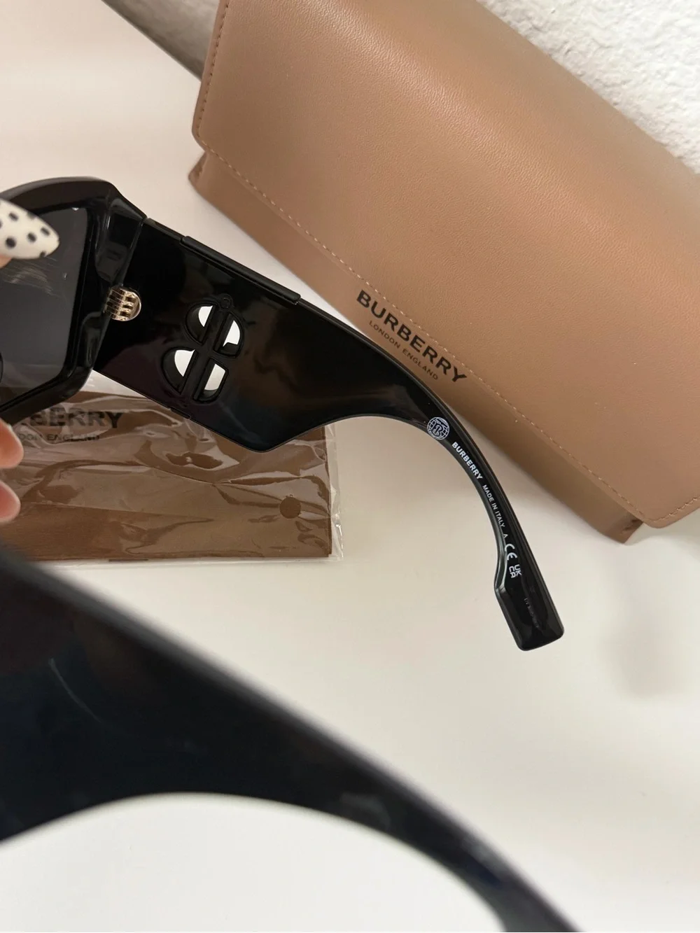 Burberry Oversize Black Square 'TB' Logo Sunglasses Authentic
