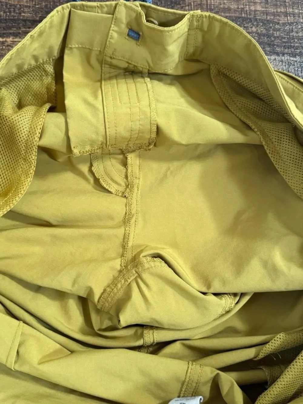Duluth Trading Co Yellow Board Shorts with Blue Drawstring