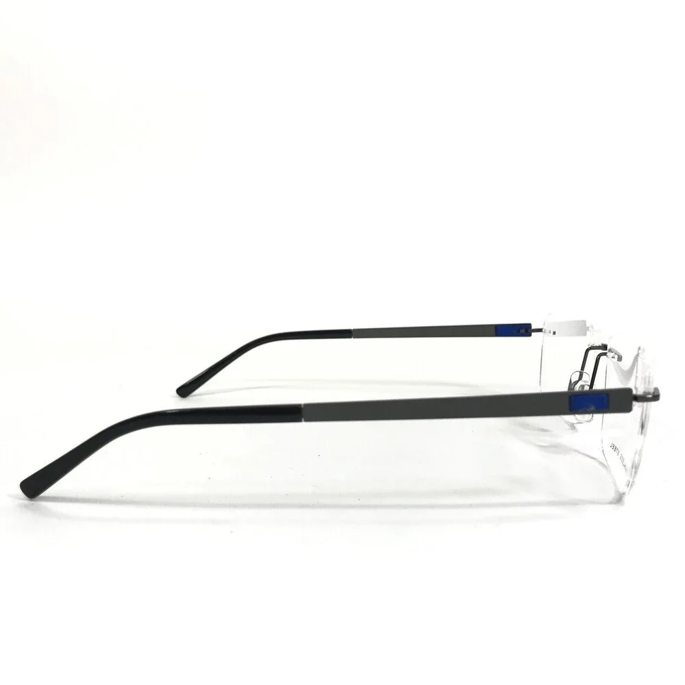 Tech Flex Eyeglasses Frames 30146S SP08 Gunmetal Gray Blue Rimless 56-16-145