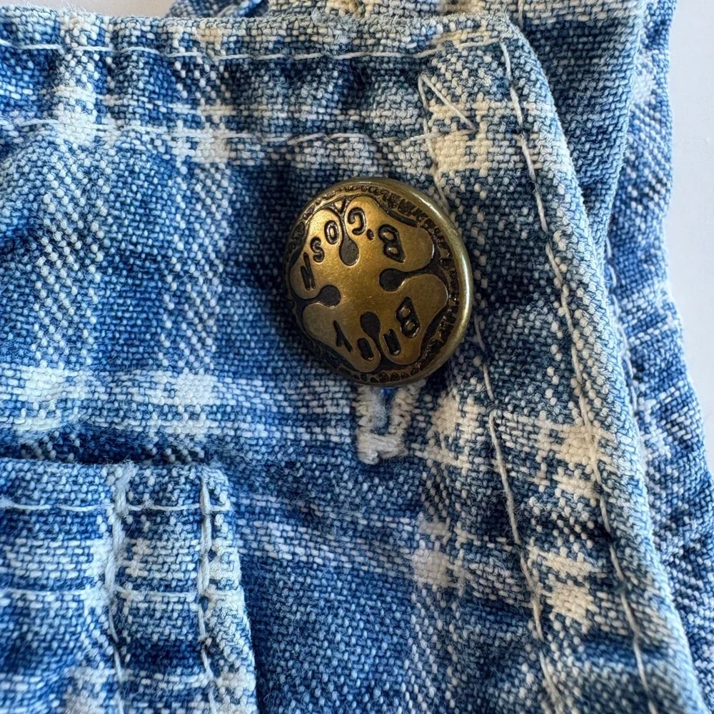 Vintage Baby OshKosh Bgosh Blue Plaid 100% Cotton Overalls 6-9M Paper Tag
