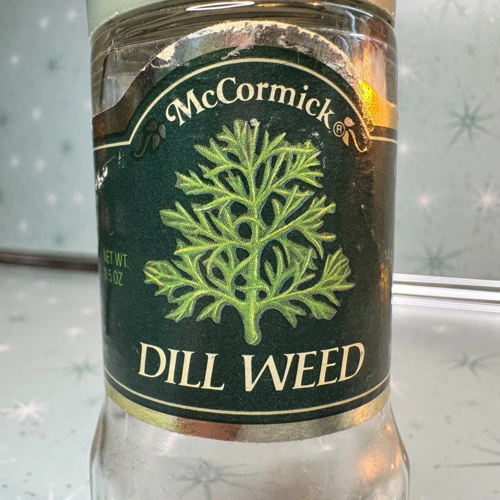 Vintage McCormick Dill Weed Jar Green Label and Lid Glass‎ Spice Bottle Kitchen
