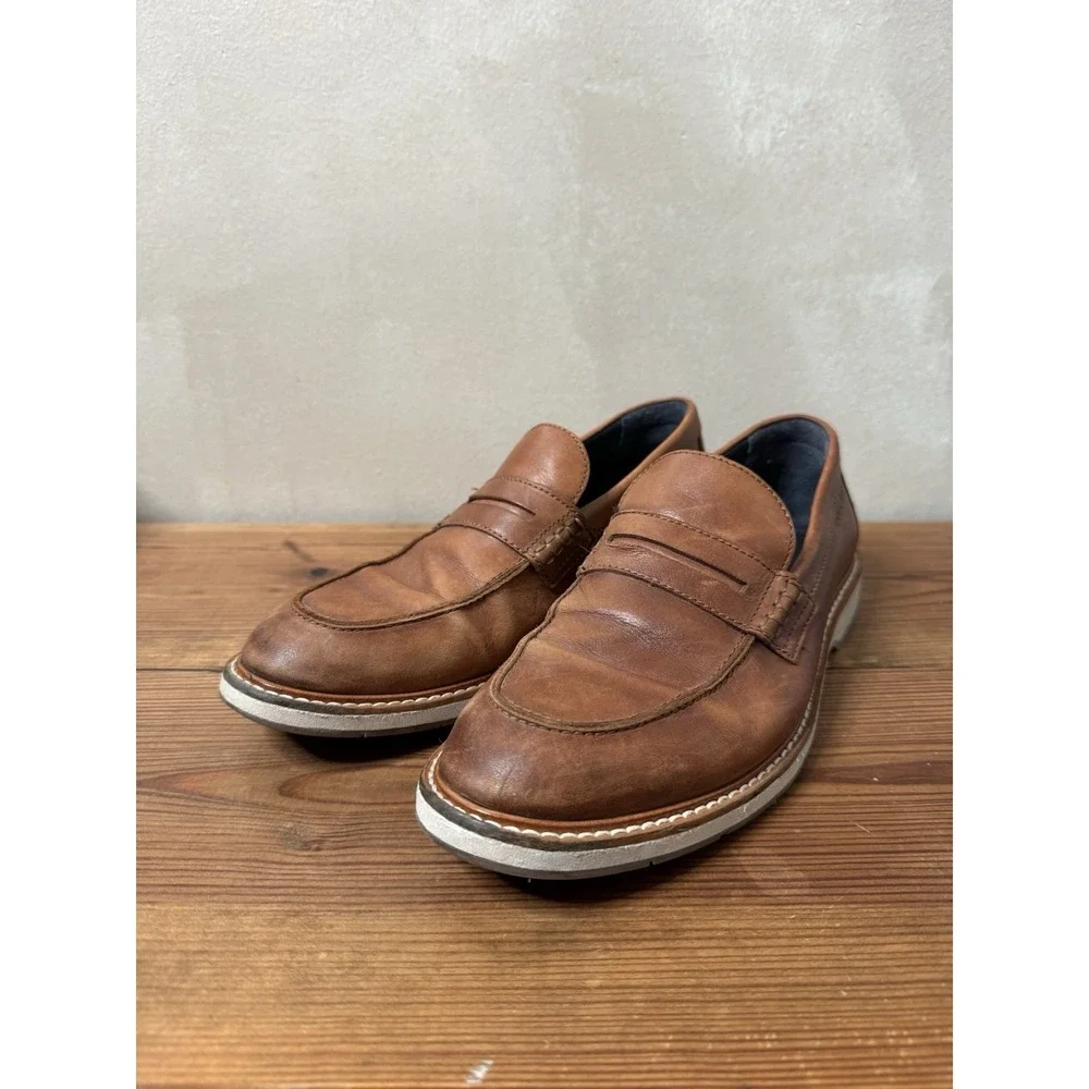 Cole Haan Mens Brown Leather Penny Loafers Size 8 Slip On Classic Dress Shoes