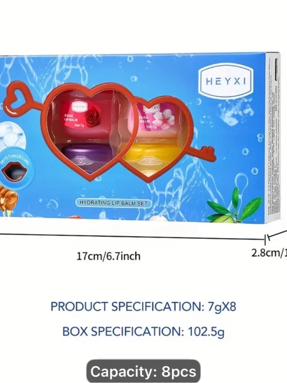 8Assorted Fruit & Floral Lip Balm. Anti-chapping mask for Smooth Lips
