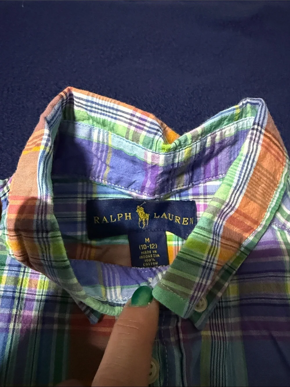 Ralph Lauren Green Purple Orange Plaid Button-Down Shirt