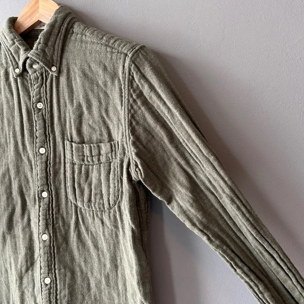 J.‎ Crew Slim Fit Green Double Weave Button Down Shirt Men's Size Small