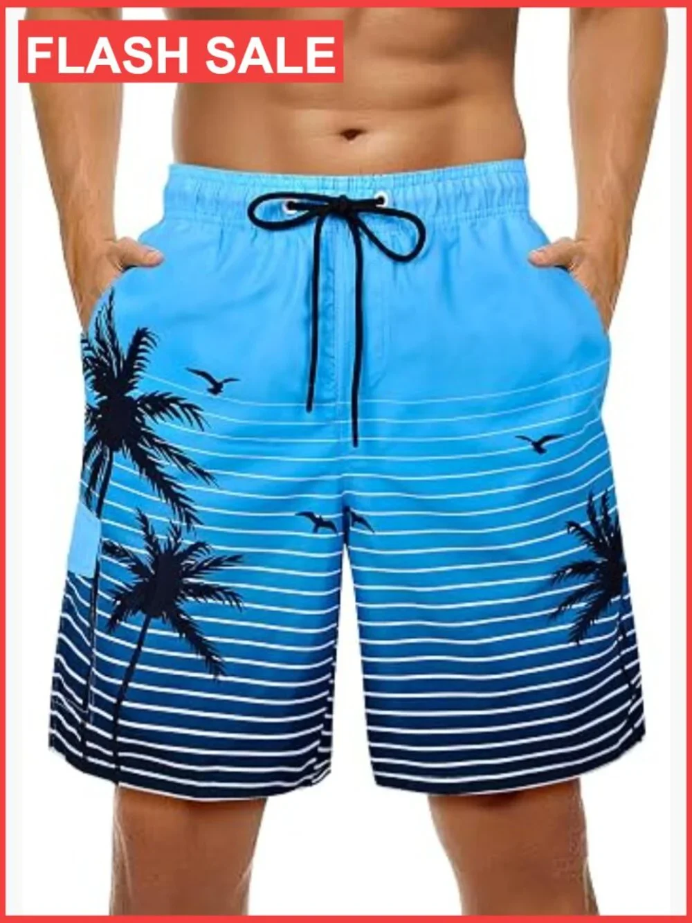 Mens Swim Trunks Board Shorts Quick Dry 9 Inch Inseam Mesh Lining Zip Pockets