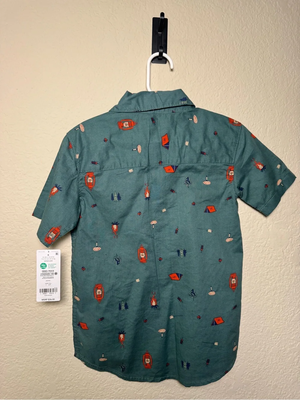 Carter's Teal Short-Sleeve Button-Down with Camp Print