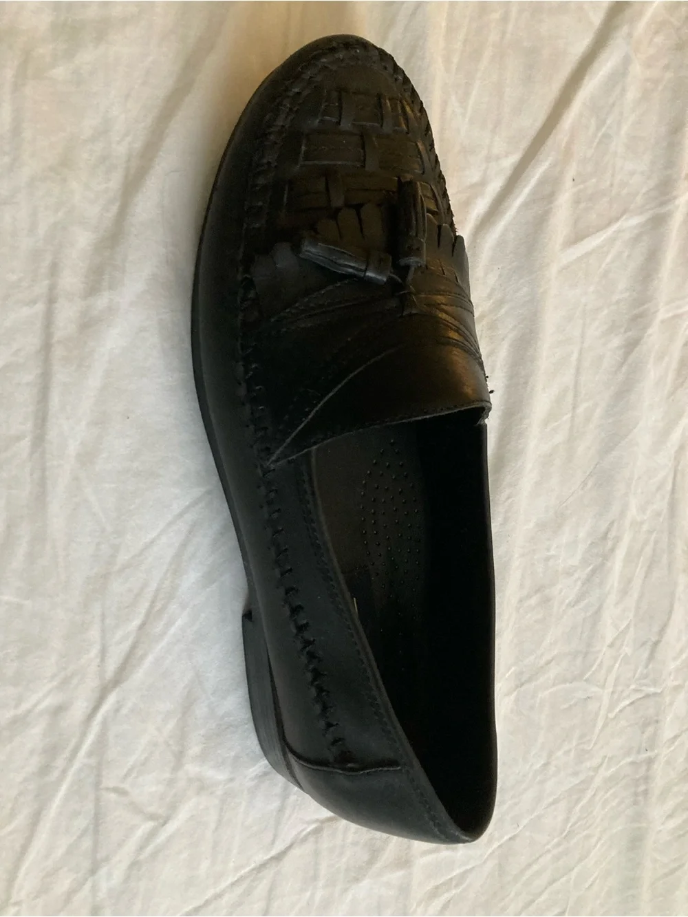 Black Leather Tassel Woven Loafers Sz 10M Giorgio Brutini