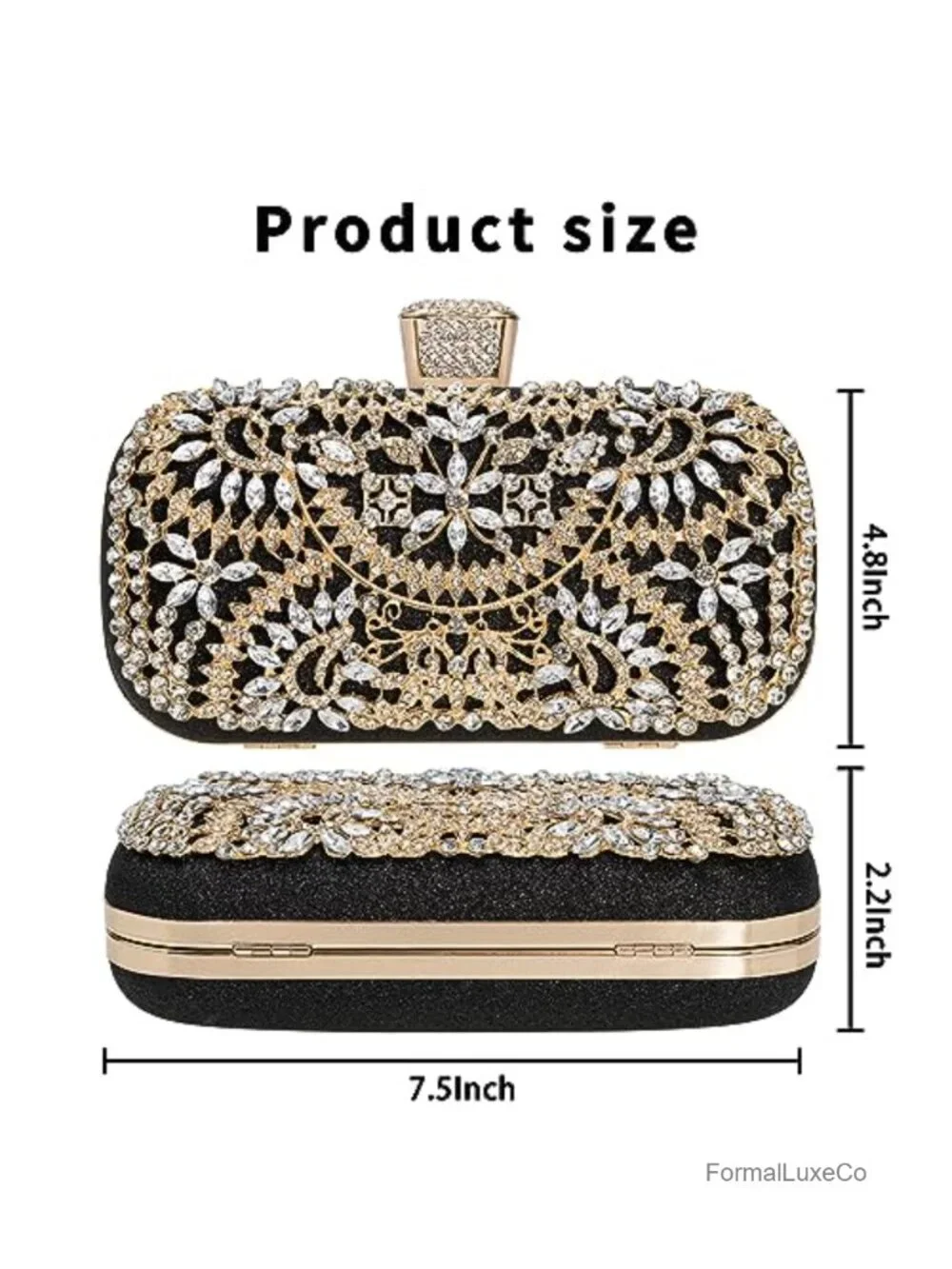Rhinestone Decorated Evening Bag with Chain - Tote Shoulder Crossbody Handbag