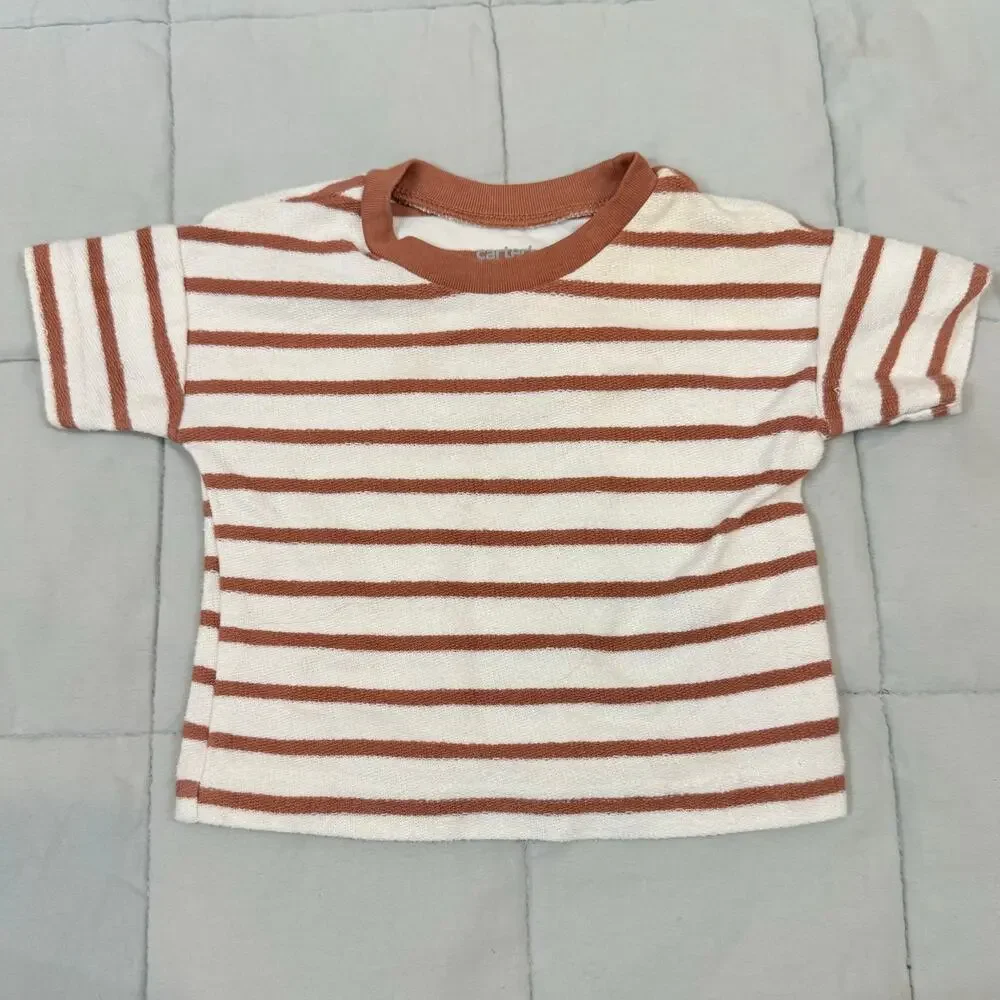 Carter's Brown Stripe T Shirt Top Textured Baby Boy 3 Months