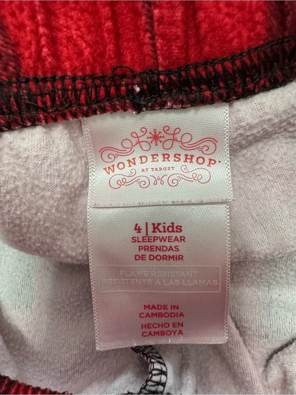 Wondershop Red & Black Buffalo Plaid Kids Pajama Set Size 4